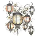japanese  lanterns tattoo design idea