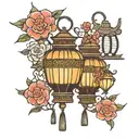 japanese  lanterns tattoo design idea