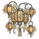 japanese  lanterns tattoo design idea