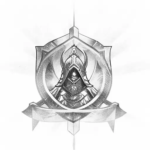 kneeling Templar knight with shield tattoo design idea