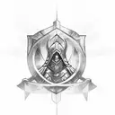 kneeling Templar knight with shield tattoo design idea
