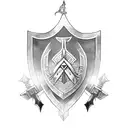 kneeling Templar knight with shield tattoo design idea