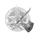 kneeling Templar knight with shield tattoo design idea