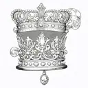 the queen's half-crown and half a crown king tattoo design idea