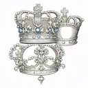 the queen's half-crown and half a crown king tattoo design idea