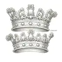 the queen's half-crown and half a crown king tattoo design idea