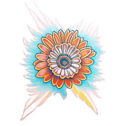 Orange gerbera  tattoo design idea