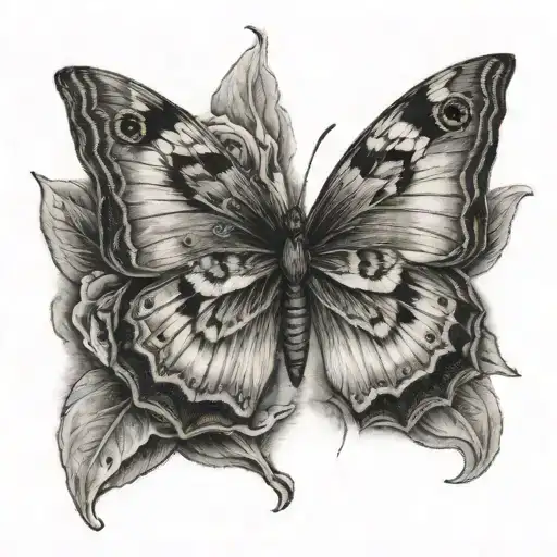 owl butterfly book open in front tattoo design idea
