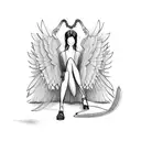 mannequin with wings sitting down tattoo design idea