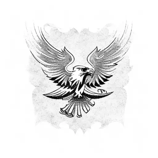 A traditional style tattoo showcasing the iconic Philadelphia Eagles logo surrounded by a banner with the words 'Fly Eagles Fly' tattoo design idea
