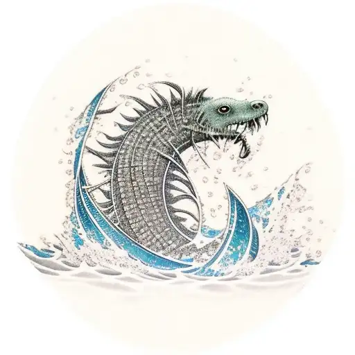kelpie emerging from water tattoo design idea