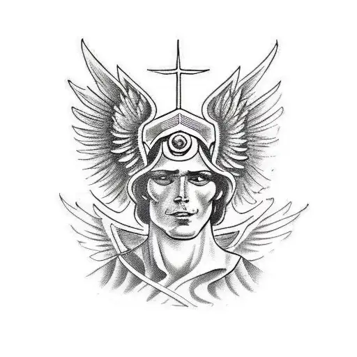 archangel Michael in battle tattoo design idea