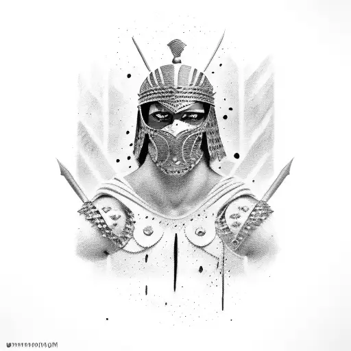 Gladiator Spartacus, black and red ink tattoo design idea