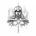 Gladiator Spartacus, black and red ink tattoo design idea