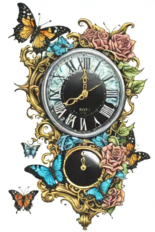Tattoo in style of Salvador Dali, Melting clock, spiders of the evening, The Butterfly Rose, The Anthropomorphic Cabinet tattoo design idea