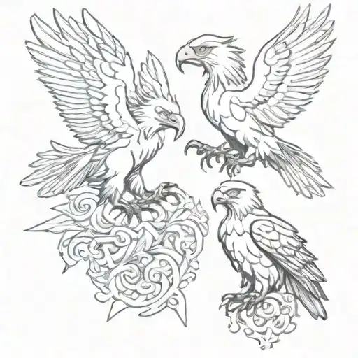 eagles and griffins tattoo design idea