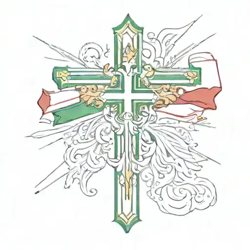 Italian flag wrapped around a cross  tattoo design idea