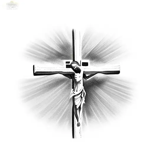 jesus on cross with the words "trust god" tattoo design idea