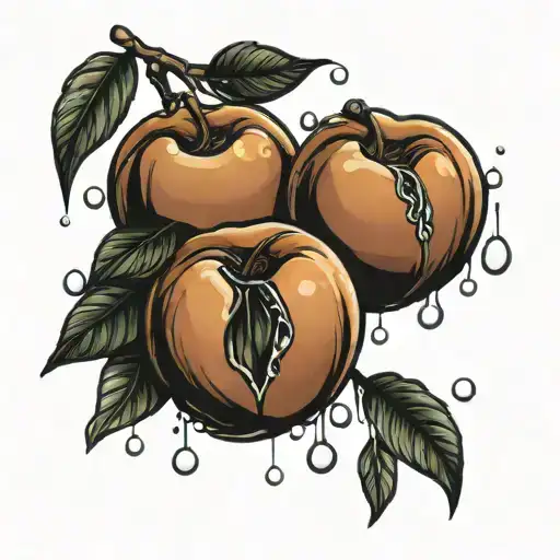 peaches falling like raindrops tattoo design idea