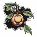 peaches falling like raindrops tattoo design idea
