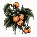 peaches falling like raindrops tattoo design idea