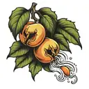 peaches falling like raindrops tattoo design idea
