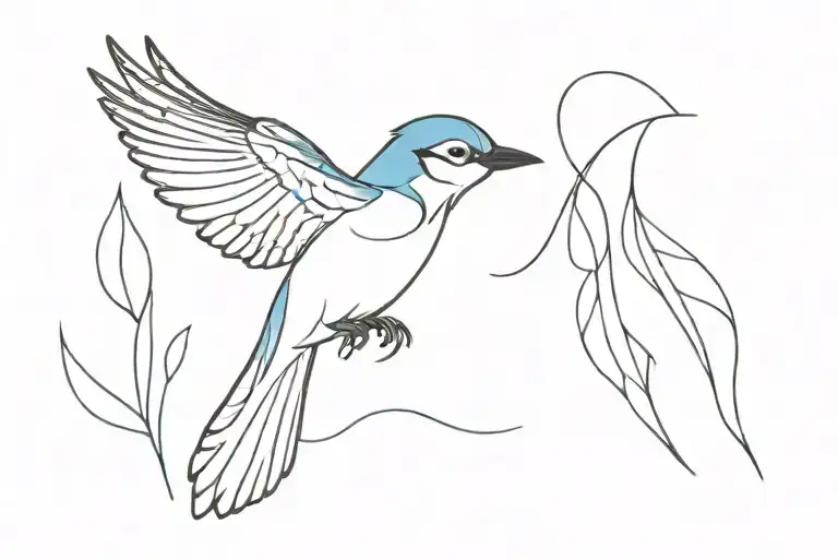blue Jay bird flying tattoo design idea