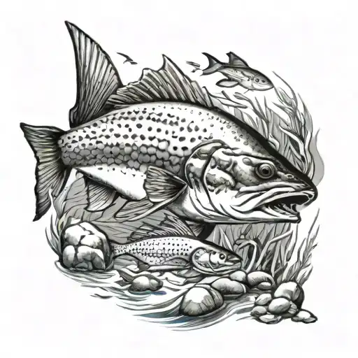cod sea shore tattoo design idea