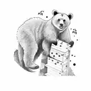 bear climbing a tree reaching for a bee hive  tattoo design idea