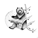 bear climbing a tree reaching for a bee hive  tattoo design idea