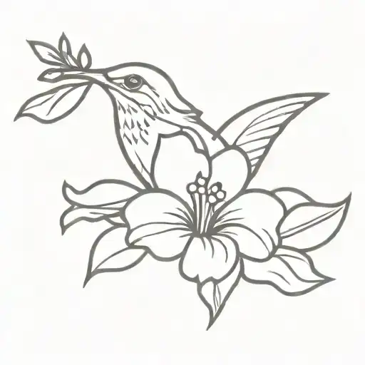 hibiscus hummingbird tattoo design idea