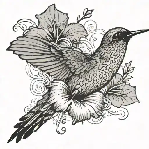 hibiscus hummingbird tattoo design idea