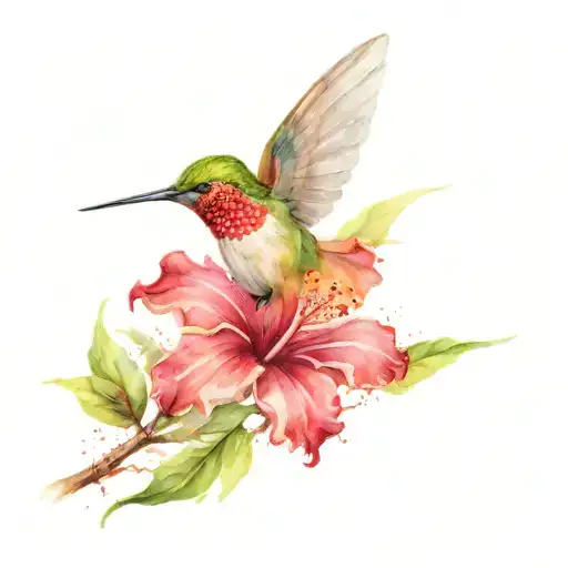 hibiscus hummingbird tattoo design idea