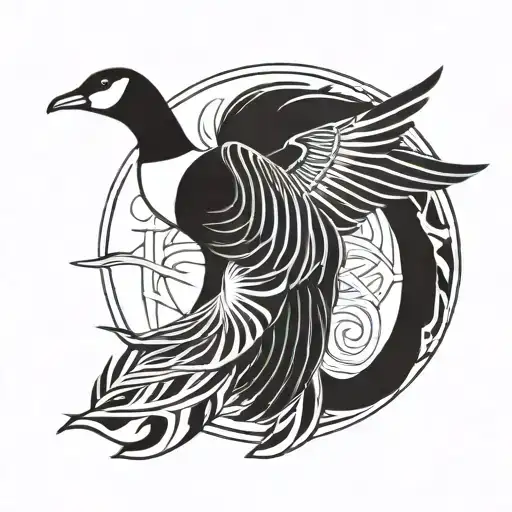 canada goose flying tattoo design idea