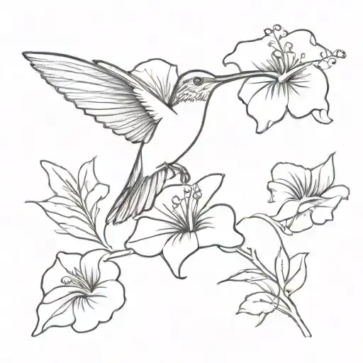hibiscus hummingbird tattoo design idea