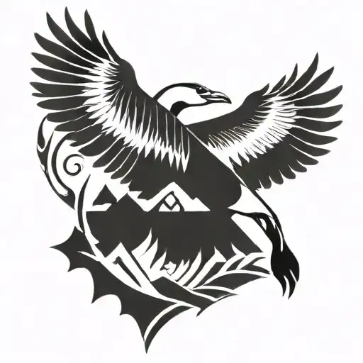 canada goose flying tattoo design idea