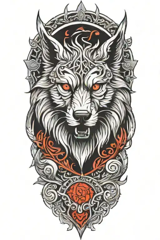 Fenrir norse mythical tattoo design idea
