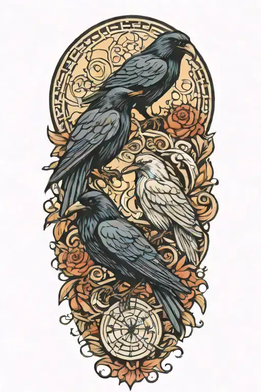 Fenri and raven tattoo design idea
