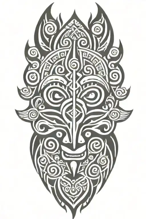 tribal lines with the coquí Taino symbol in the middle  tattoo design idea