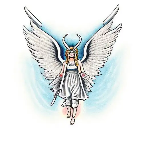 biblically accurate angel with horns tattoo design idea