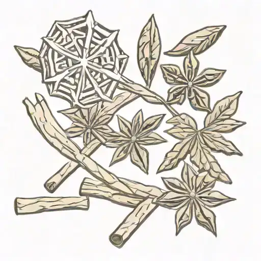alchemy, star anise, cinnamon sticks tattoo design idea