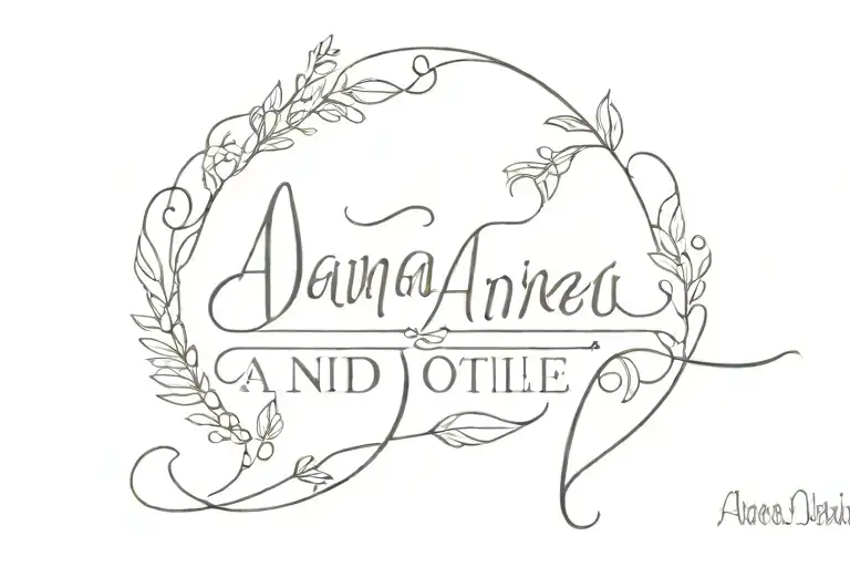 create tattoo of the words Danna and Andrea with childlike details in each name tattoo design idea