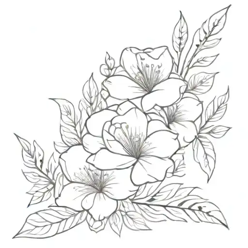 January, April, February, September, November, may, December birth flower bouquet  tattoo design idea