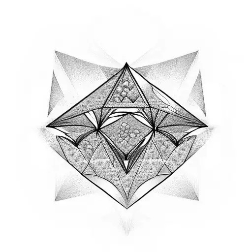3 diamonds stacked, with flowers in the first, a mountain in the second, and a pattern in the third tattoo design idea