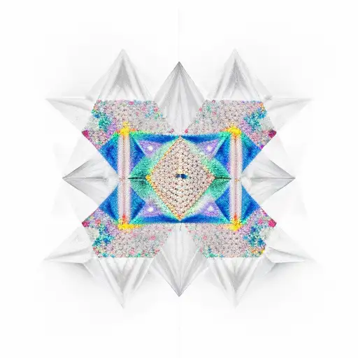 3 diamonds overlapping, with flowers in the first, a mountain in the second, and a pattern in the third tattoo design idea