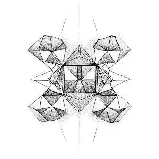 3 diamonds overlapping, with flowers in the first, a mountain in the second, and a pattern in the third tattoo design idea