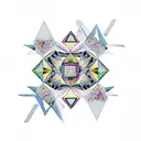 3 diamonds overlapping, with flowers in the first, a mountain in the second, and a pattern in the third tattoo design idea