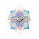 3 diamonds overlapping, with flowers in the first, a mountain in the second, and a pattern in the third tattoo design idea