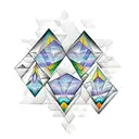 3 diamonds overlapping, with flowers in the first, a mountain in the second, and a pattern in the third tattoo design idea