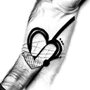 heart line with the world hustle and a tennis racket  tattoo design idea
